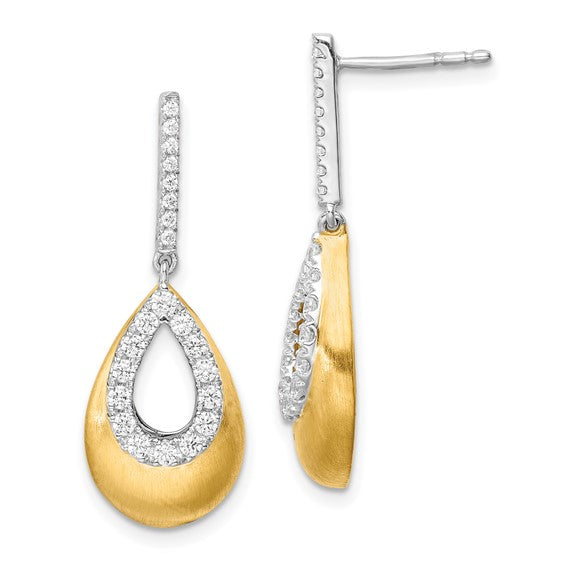 14K Two-Tone Lab Grown Diamond VS/SI GH, Teardrop Post Earrings