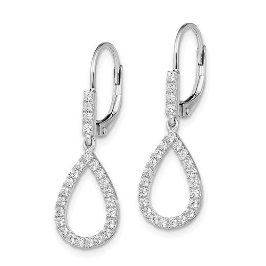 14K White Gold Lab Grown Diamond VS/SI GH, Teardrop Leverback Earring