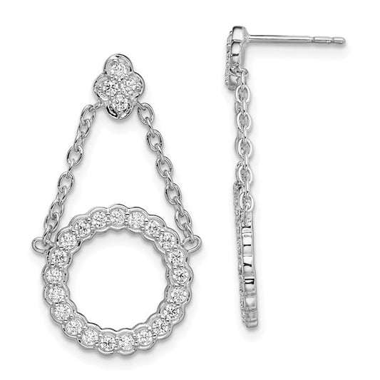 14K White Gold Lab Grown Diamond VS/SI GH, Circle Chain Drop Post Earrings