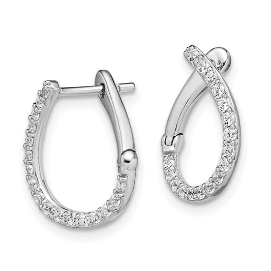 14K White Gold Lab Grown Diamond VS/SI GH, Fancy Twist Hoop Earrings