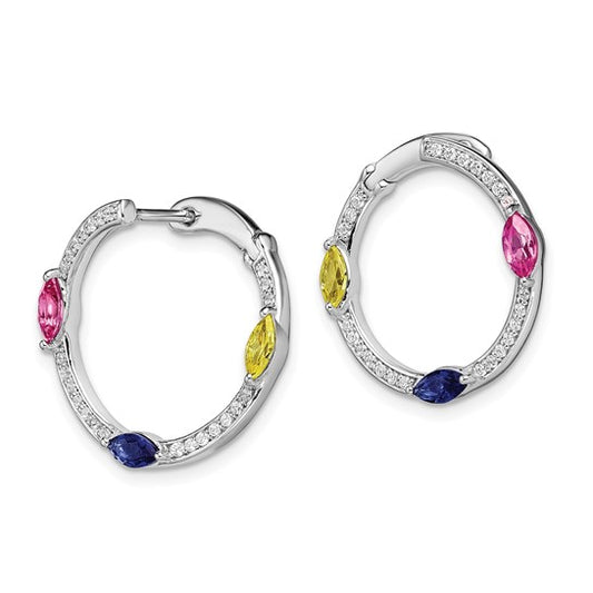 14K White Gold Lab Grown Dia SI1/SI2, G H, Cr.SA,PS,YS Twist Hoop Earrin