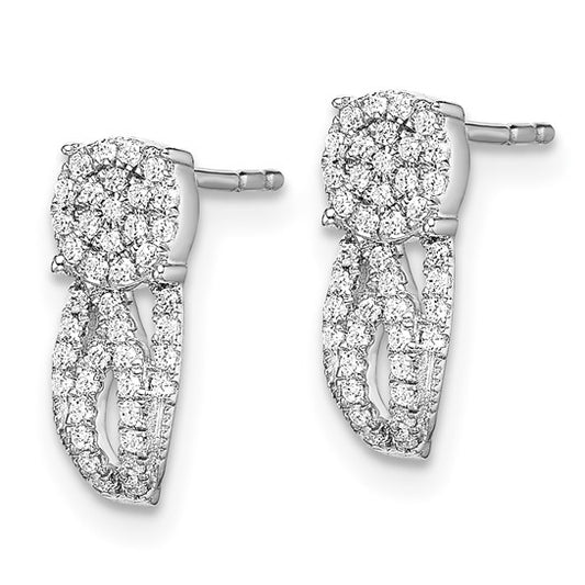 14k White Gold Fancy Vintage Diamond Post Earrings