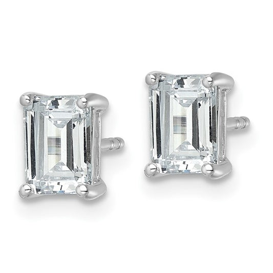 14k White Gold 2 carat total weight Emerald VS/SI GH Lab Grown Diamond Stud Post Earrings