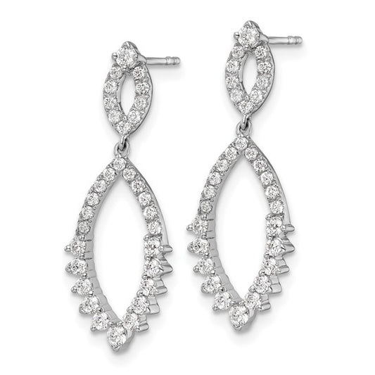 14K White Gold Lab Grown Diamond VS/SI GH, Teardrop Post Dangle Earrings
