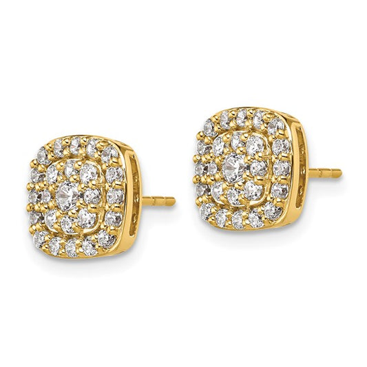 14K Lab Grown Diamond VS/SI GH, Squared Halo Post Earrings