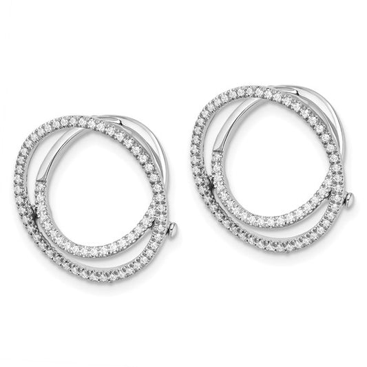 14K White Gold Lab Grown Diamond Circle Fashion Hinged Earrings