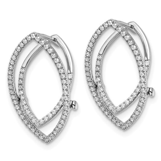 14K White Gold Lab Grown Diamond Marquise Shape Hinged Earrings