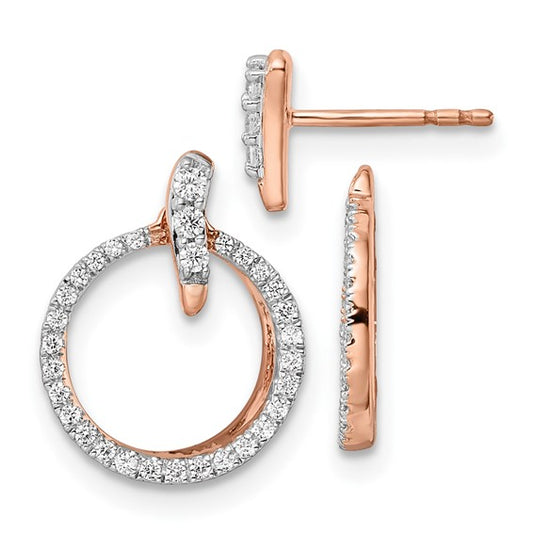 14K Rose Gold Lab Grown Diamond Circle Jacket and Post Earrings