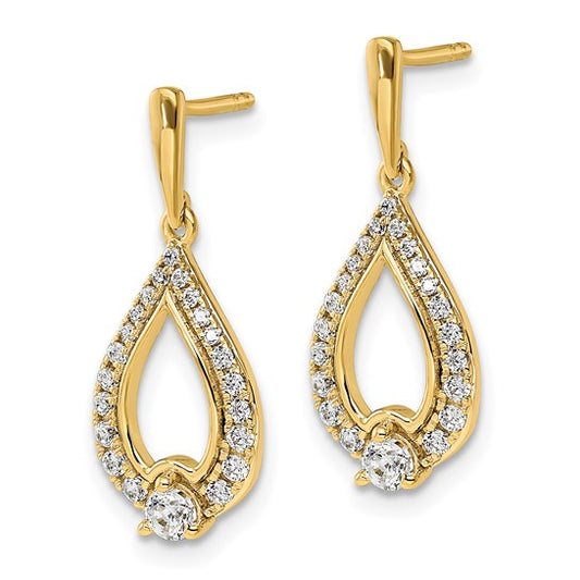 14k Gold Diamond Post Dangle Earrings