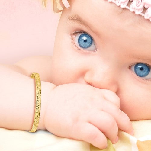 14K Polished Diamond-cut Adjustable Baby Bangle