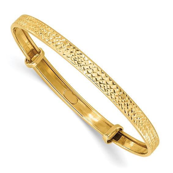 14K Polished Diamond-cut Adjustable Baby Bangle
