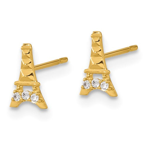 14k Madi K Kids CZ Eiffel Tower Post Earrings