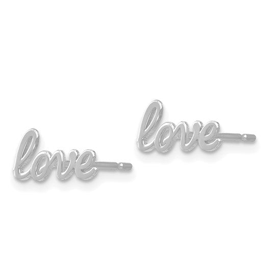 14k White Gold Polished Love Post Earrings