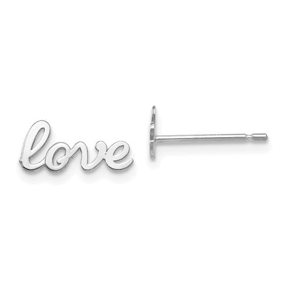 14k White Gold Polished Love Post Earrings