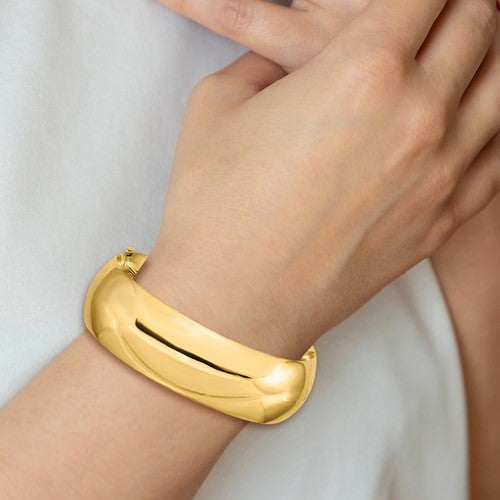 14k 13/16 Oversize High Polished Hinged Bangle Bracelet