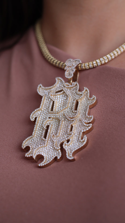 Custom RR Pendant Gold and Diamond