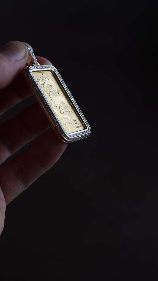 Custom Square Gold Bar - Coin Holder With Diamond Outline
