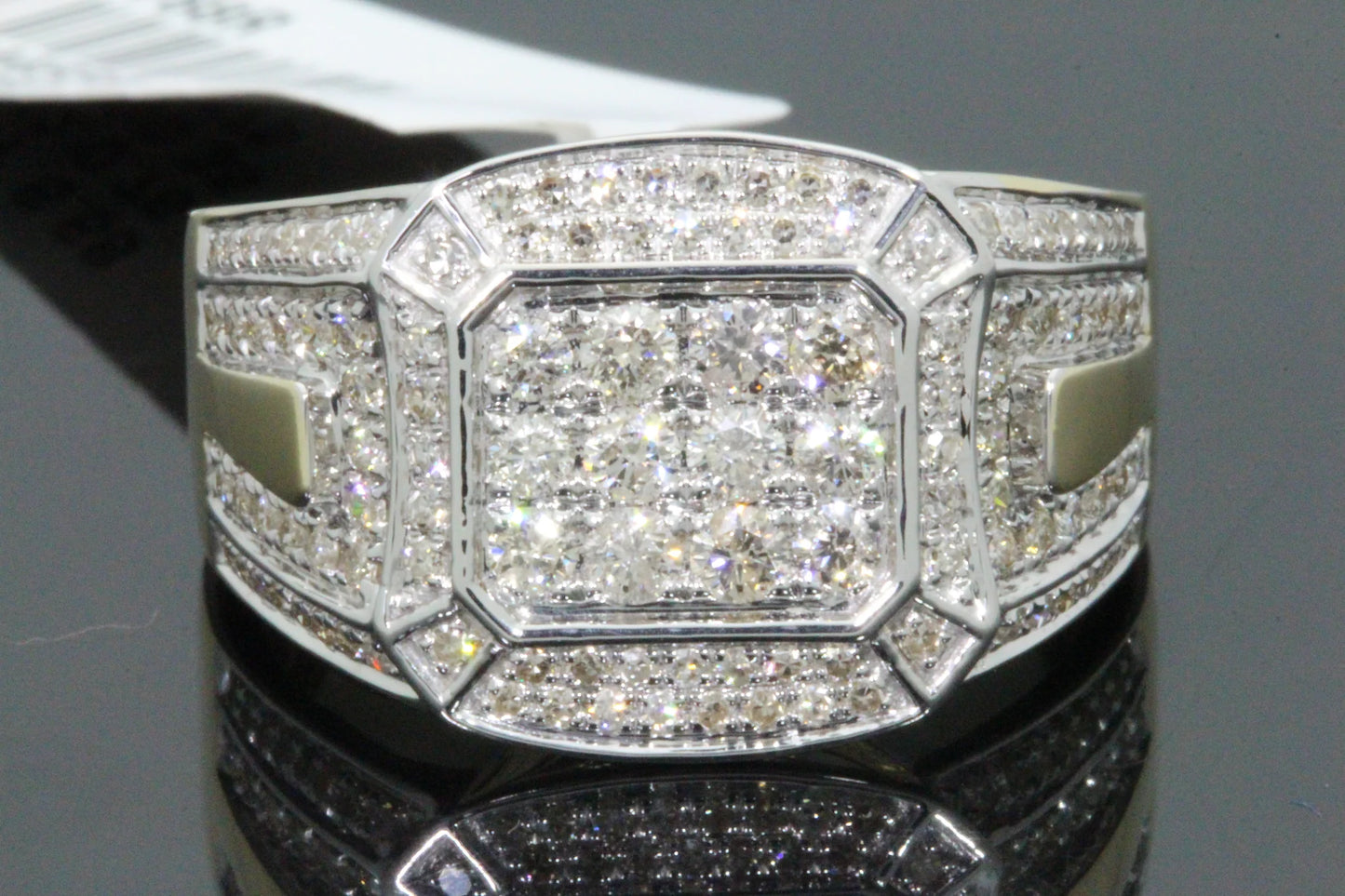 10K YELLOW WHITE GOLD 1.25 CARAT MENS REAL DIAMOND ENGAGEMENT WEDDING PINKY RING BAND