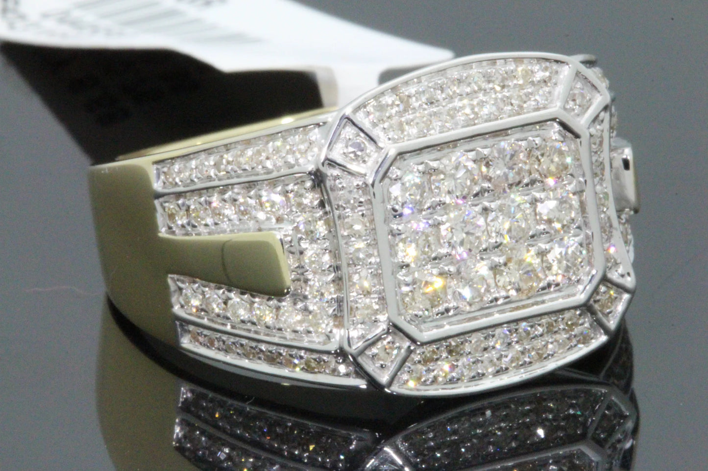 10K YELLOW WHITE GOLD 1.25 CARAT MENS REAL DIAMOND ENGAGEMENT WEDDING PINKY RING BAND