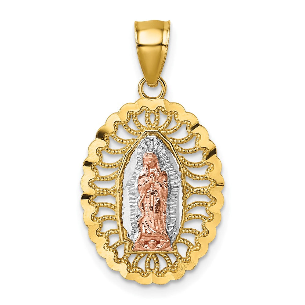 14k Two-tone with White Rhodium Polished Guadalupe Pendant
