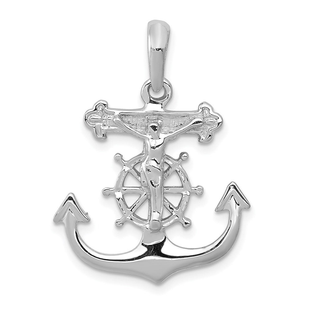 14k White Gold Mariner's Crucifix Pendant