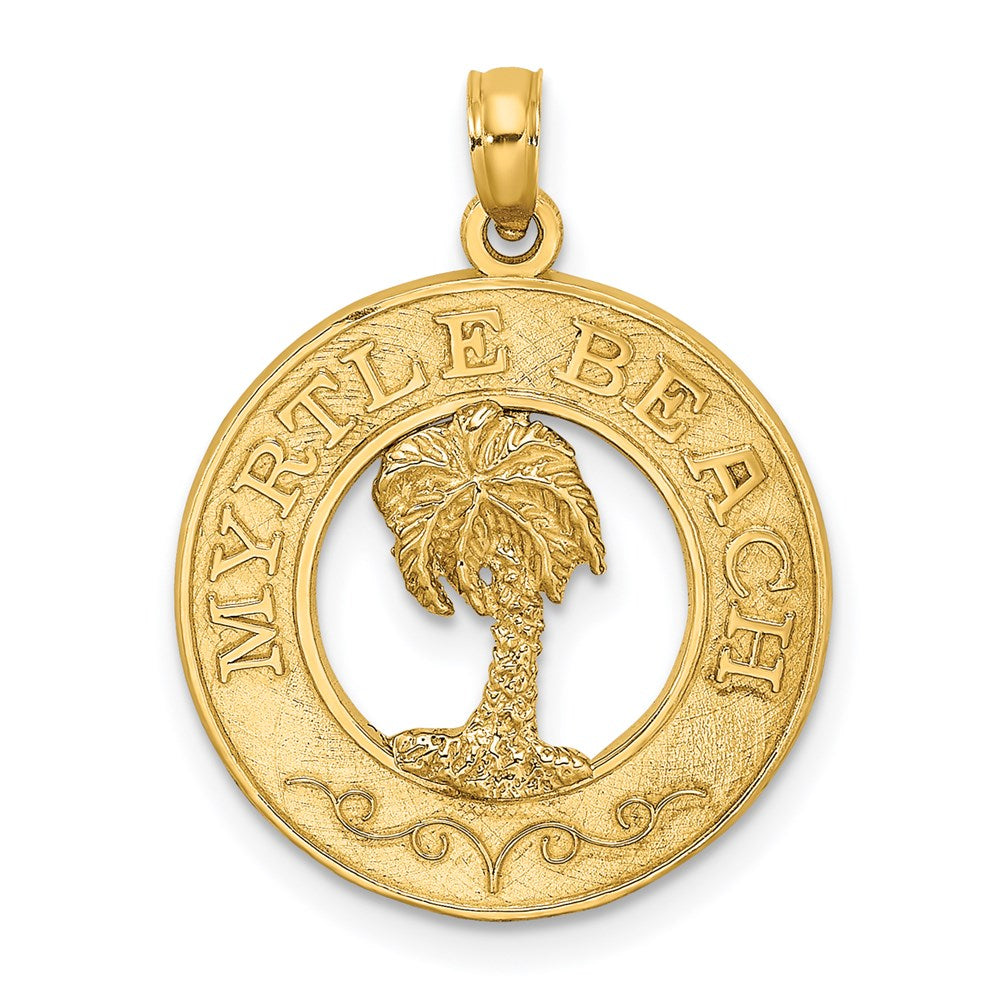 14K MYRTLE BEACH w/Palm Tree Circle Charm