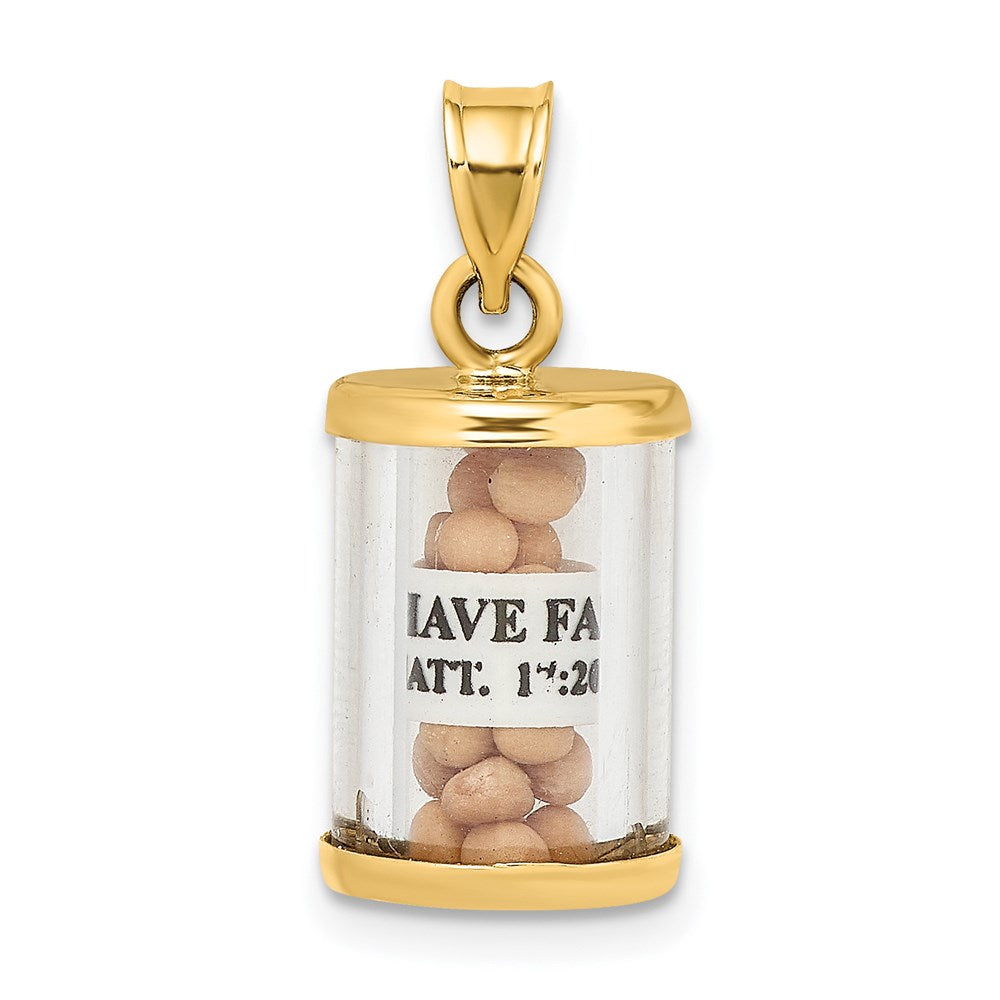 14K 3-D Mustard Seeds Matthew 17 Scroll Pendant