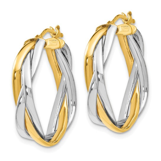 Leslie's 14K Two-tone Braided Hoop Earrings