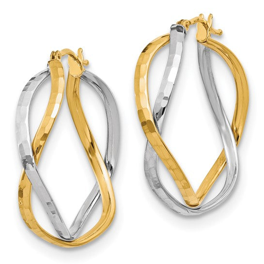 Leslie's 14K Two-tone Polished Criss Cross Hoop Earrings