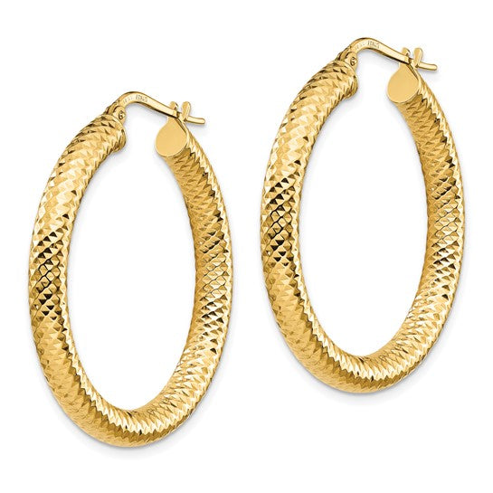 Leslie's 14K 4x25 D/C Round Hoop Earrings
