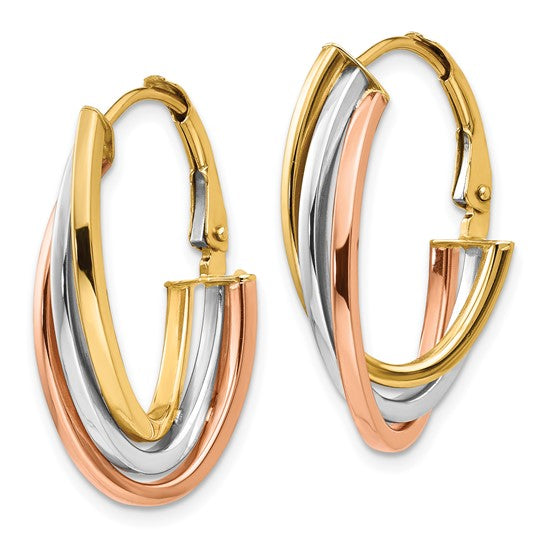 Leslie's 14K Tri-color Polished Hoop Earrings