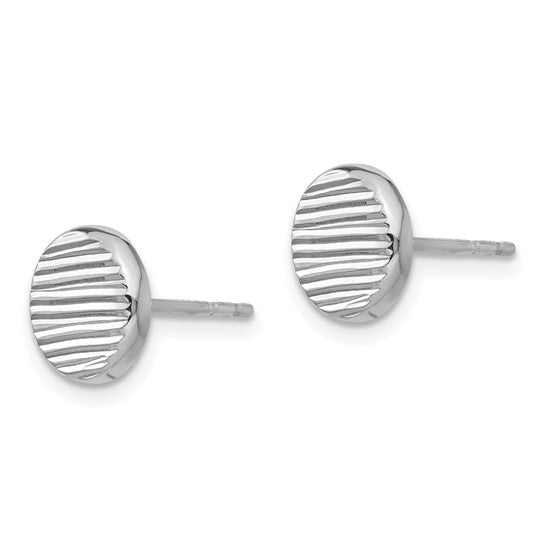 Leslie's 14K White Gold Polished and Textured Small Disc Post Earrings