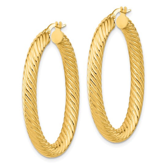 Leslie's 14K Polished Twisted Oval Hoop Earrings