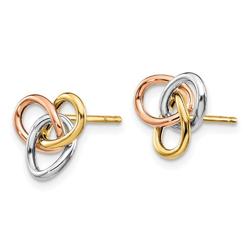 Leslie's 14K Tri-color Polished Rings Post Earrings