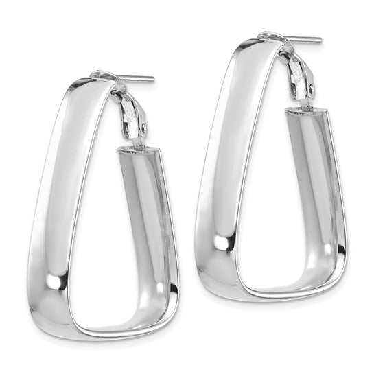 Leslie's 14K White Gold Polished Triangle Omega Back Hoop Earrings
