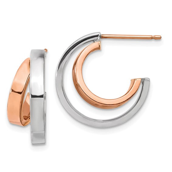 Leslie's 14k Rose and White Gold Polished Hoop Earrings