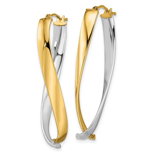 Leslie's 14K Two-tone Polished Twisted Hoop Earrings