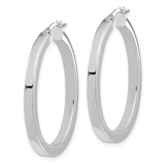 Leslie's 14K White Gold Polished Oval Hoop Earrings