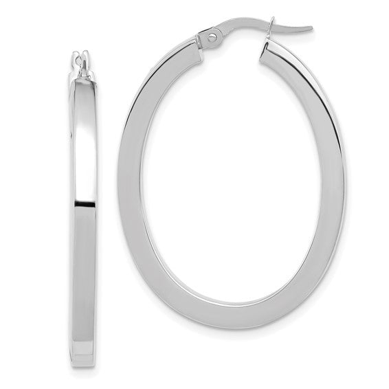 Leslie's 14K White Gold Polished Oval Hoop Earrings