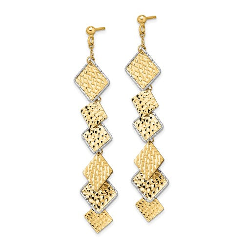 Leslie's 14K Two-tone Polished and Brushed D/C Post Dangle Earrings