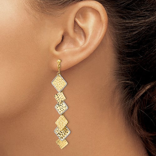 Leslie's 14K Two-tone Polished and Brushed D/C Post Dangle Earrings