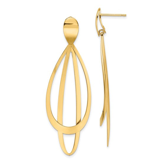 Leslie's 14k Polished and Brushed Post Dangle Earrings