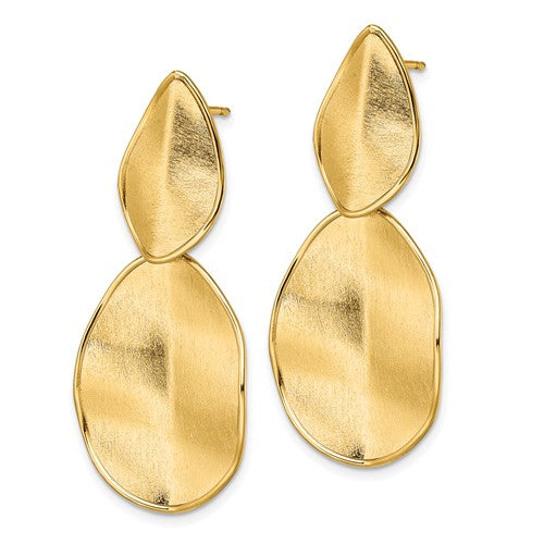 Leslie's 14k Polished Textured Post Dangle Earrings