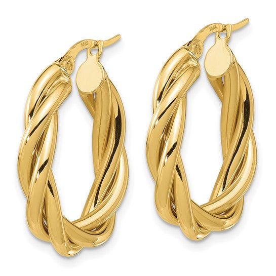Leslie's 14K Polished Twisted Oval Hoop Earrings