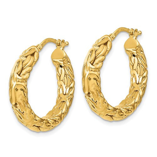 Leslie's 14k Polished Textured Hoop Earrings