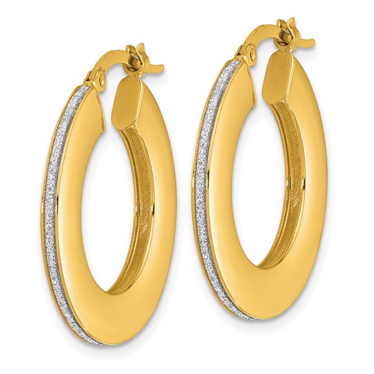 Leslie's 14K Polished Glitter Infused Hoop Earrings
