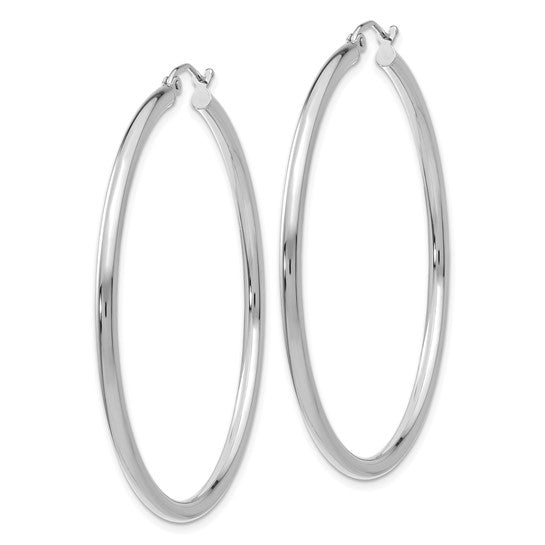 Leslie's 14k White Gold Polished 2.5mm Lightweight Tube Hoop Earrings