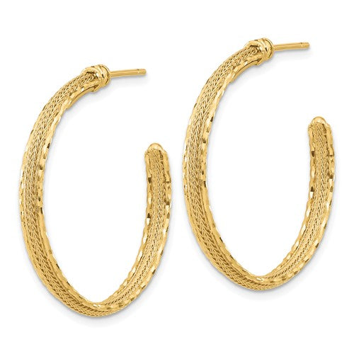 Leslie's 14K Diamond-cut and Textured Post Hoop Earrings
