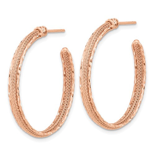 Leslie's 14K Rose Gold Diamond-cut and Textured Post Hoop Earrings