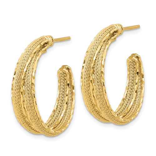 Leslie's 14K Diamond-cut and Textured Post Hoop Earrings
